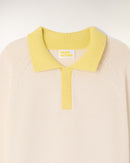 Pull Col Polo Manches Raglan - Ecru