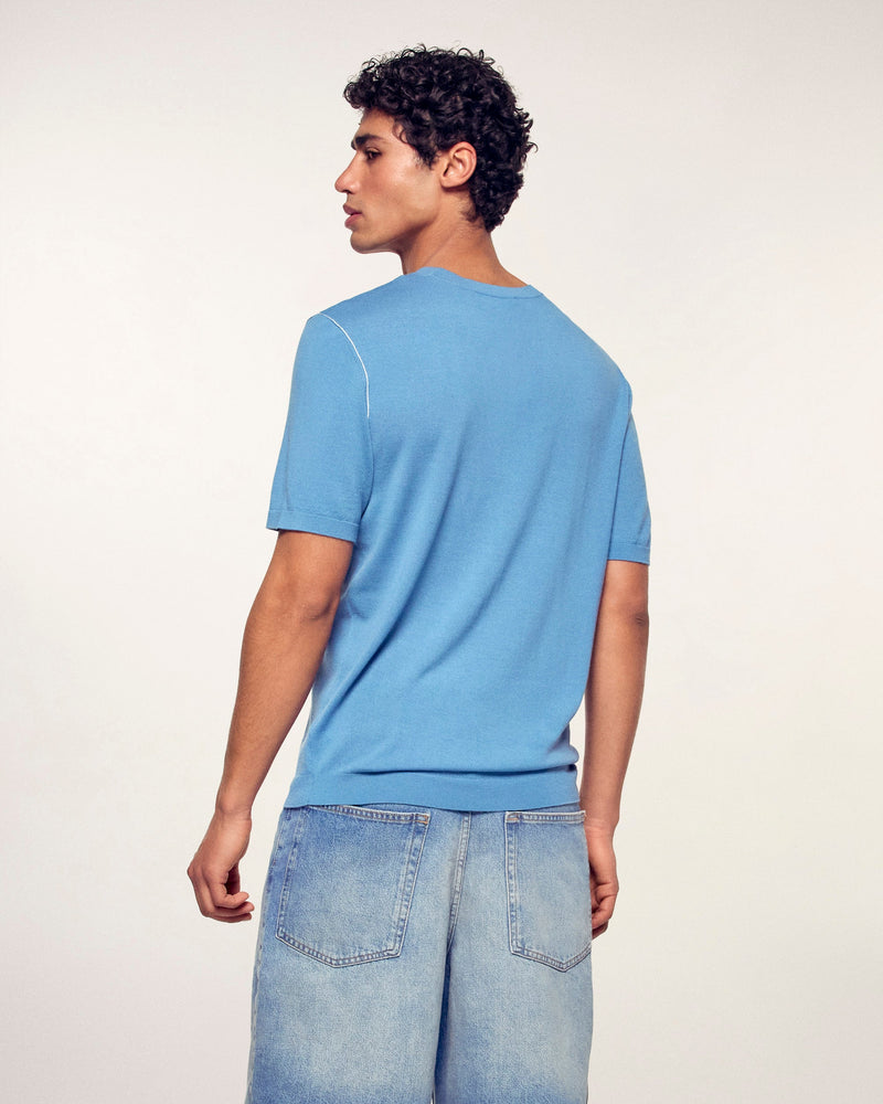 Pull Col Rond Manches Courtes - Intense Blue