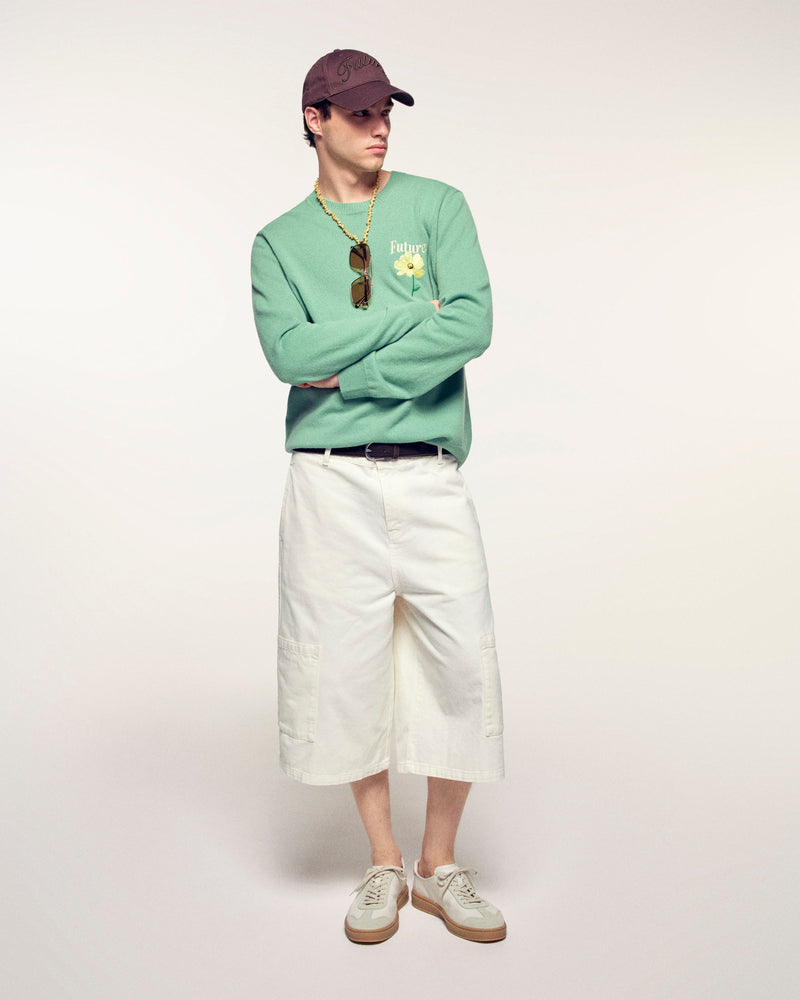 Pull Col Rond Motif Jacquard Et Broderie