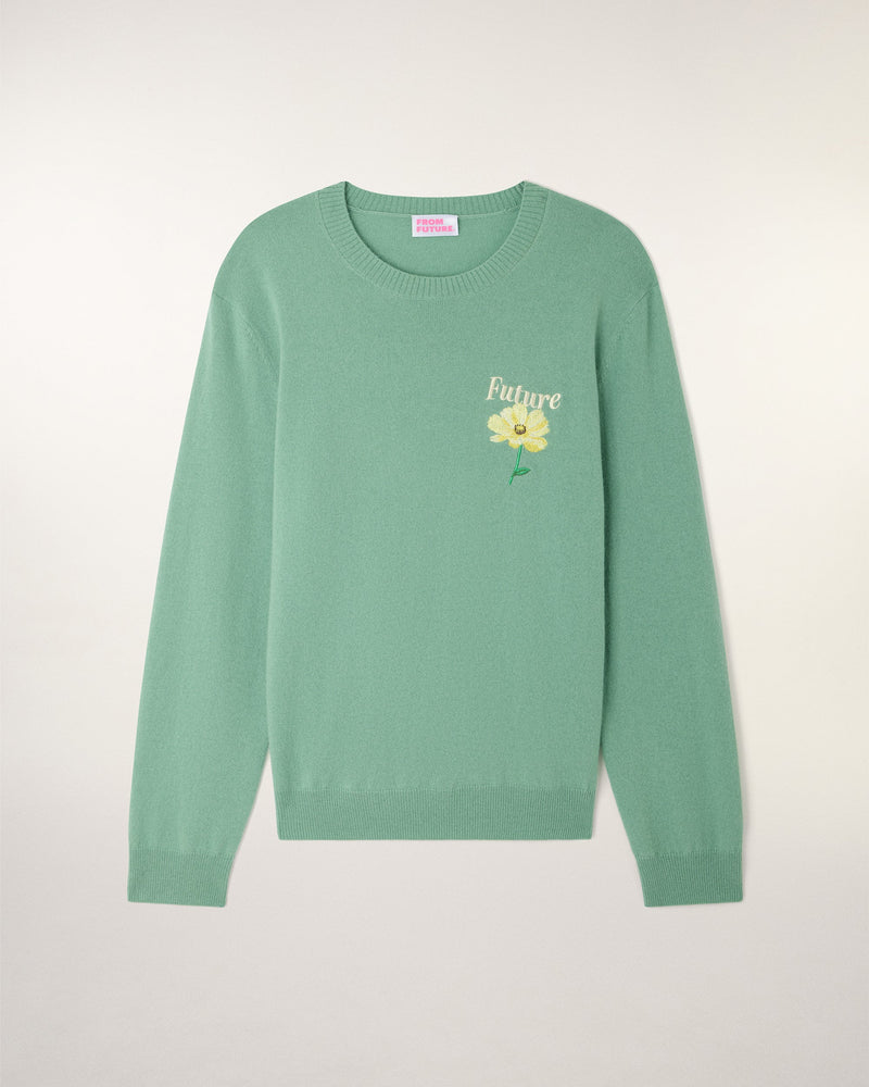 Pull Col Rond Motif Jacquard Et Broderie