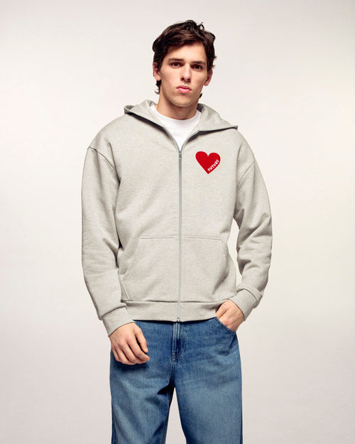 Sudadera con capucha y cremallera con forma de corazón “Future”
