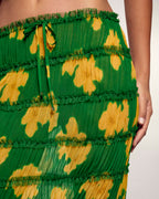 Falda midi fruncida estampada