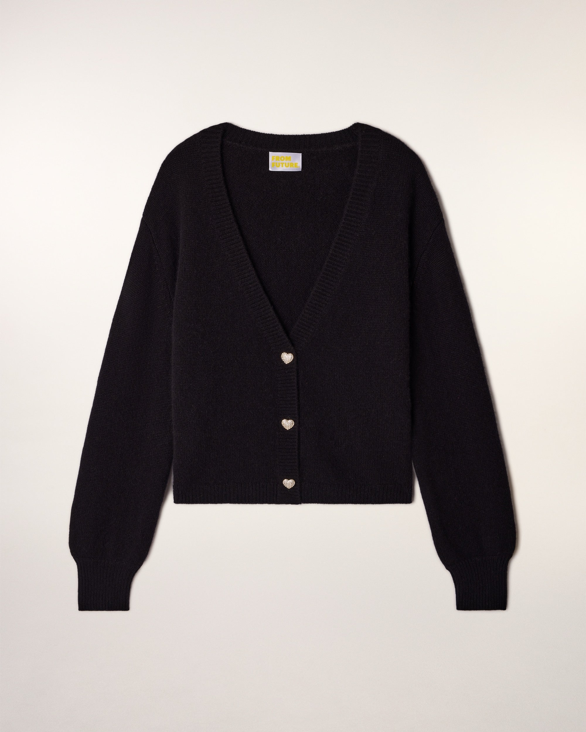 Rhinestone Heart Buttons Cardigan Sweater