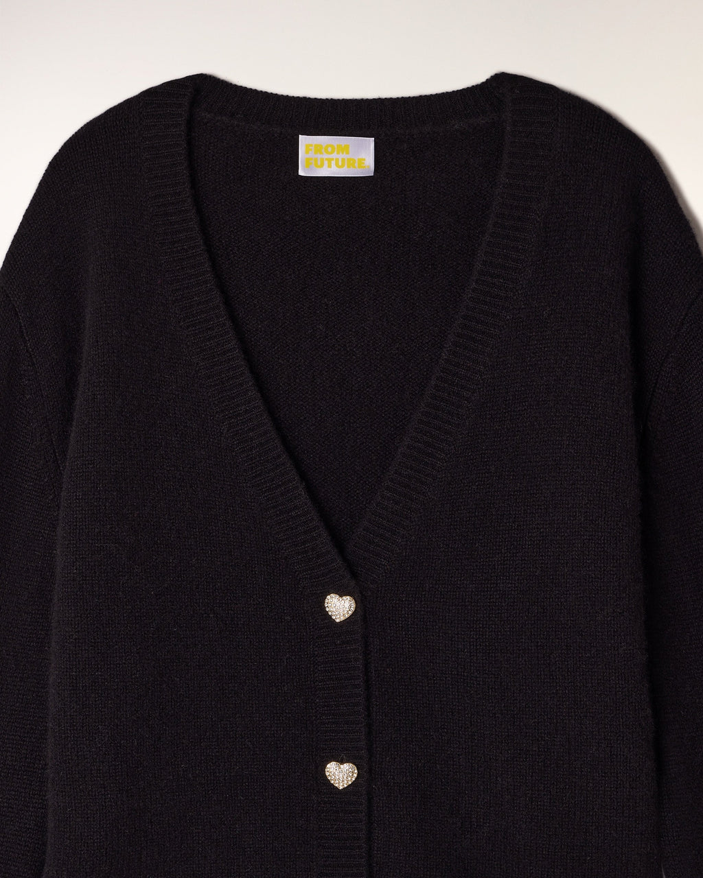 Rhinestone Heart Buttons Cardigan Sweater