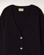 Rhinestone Heart Buttons Cardigan Sweater