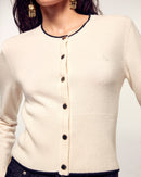 Pull Cardigan Liserés Contrastés
