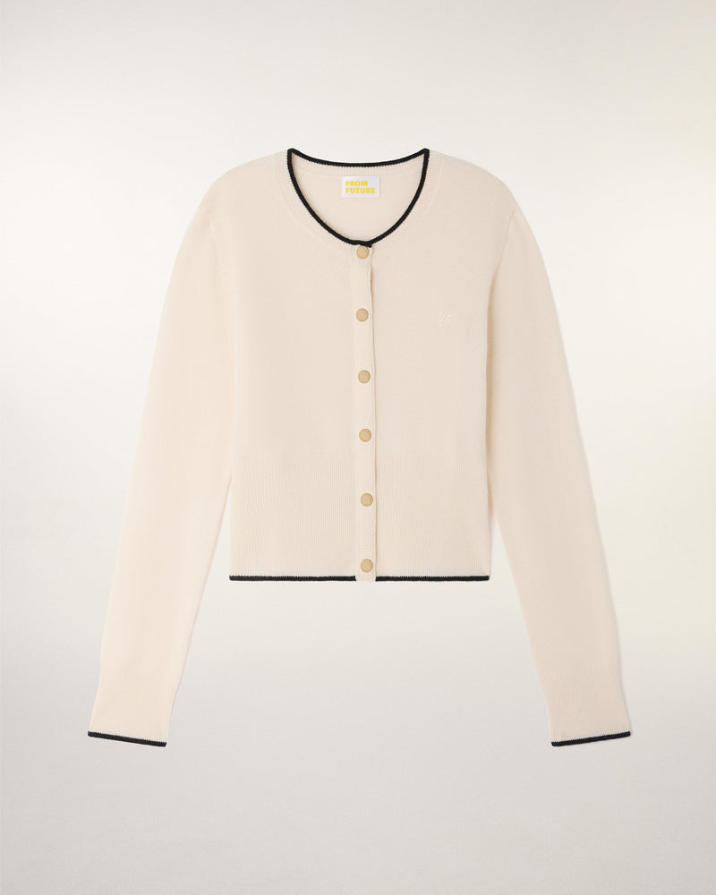 Pull Cardigan Liserés Contrastés