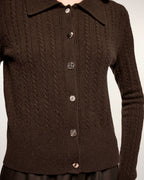 Pull Cardigan Torsades Fines Boutons Dépareillés