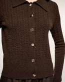 Pull Cardigan Torsades Fines Boutons Dépareillés