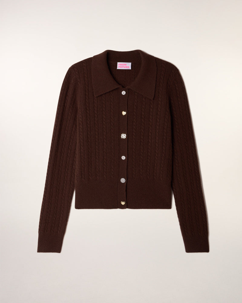 Pull Cardigan Torsades Fines Boutons Dépareillés