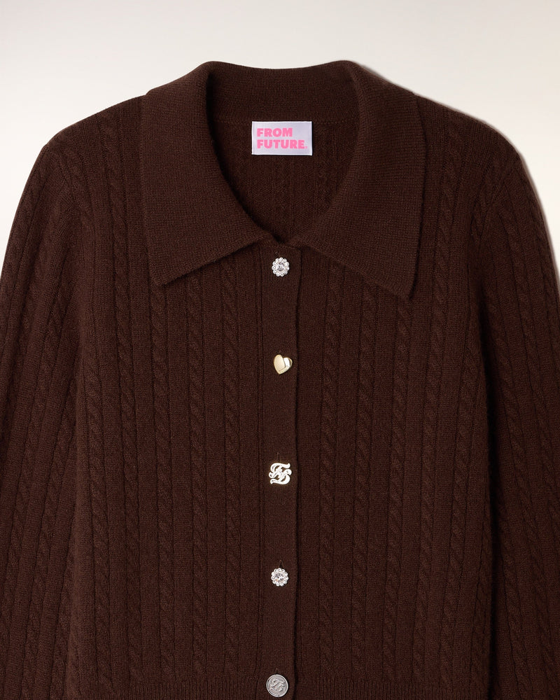 Pull Cardigan Torsades Fines Boutons Dépareillés