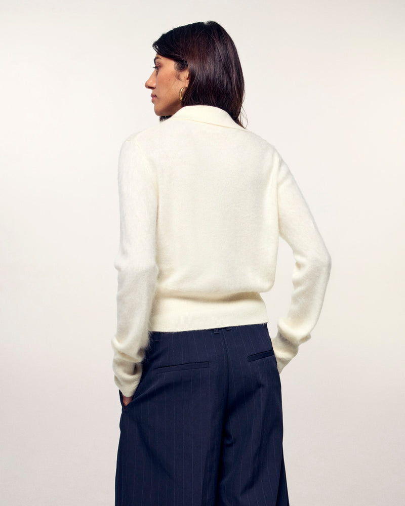 Pull Cardigan Cachemire Brossé Broderie