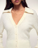 Pull Cardigan Cachemire Brossé Broderie