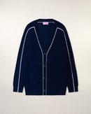 Pull Cardigan À Liserés Contrastés