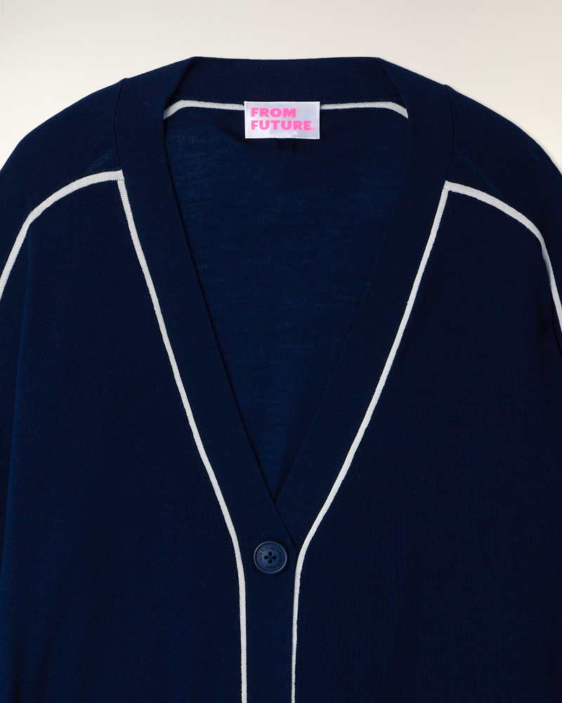 Pull Cardigan À Liserés Contrastés