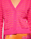 Pull Cardigan Col V Bicolore