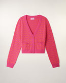 Pull Cardigan Col V Bicolore