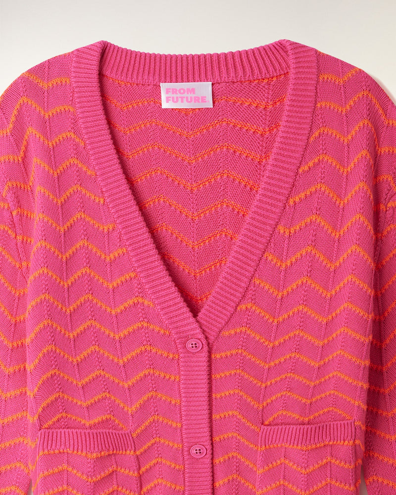 Pull Cardigan Col V Bicolore
