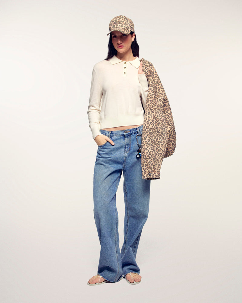 Pull Col Polo Boutons Dorés