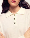 Pull Col Polo Boutons Dorés