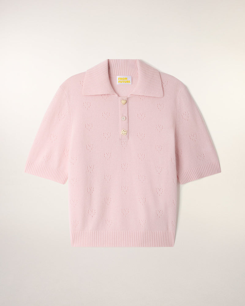 Pull Col Polo Ajouré Cœur
