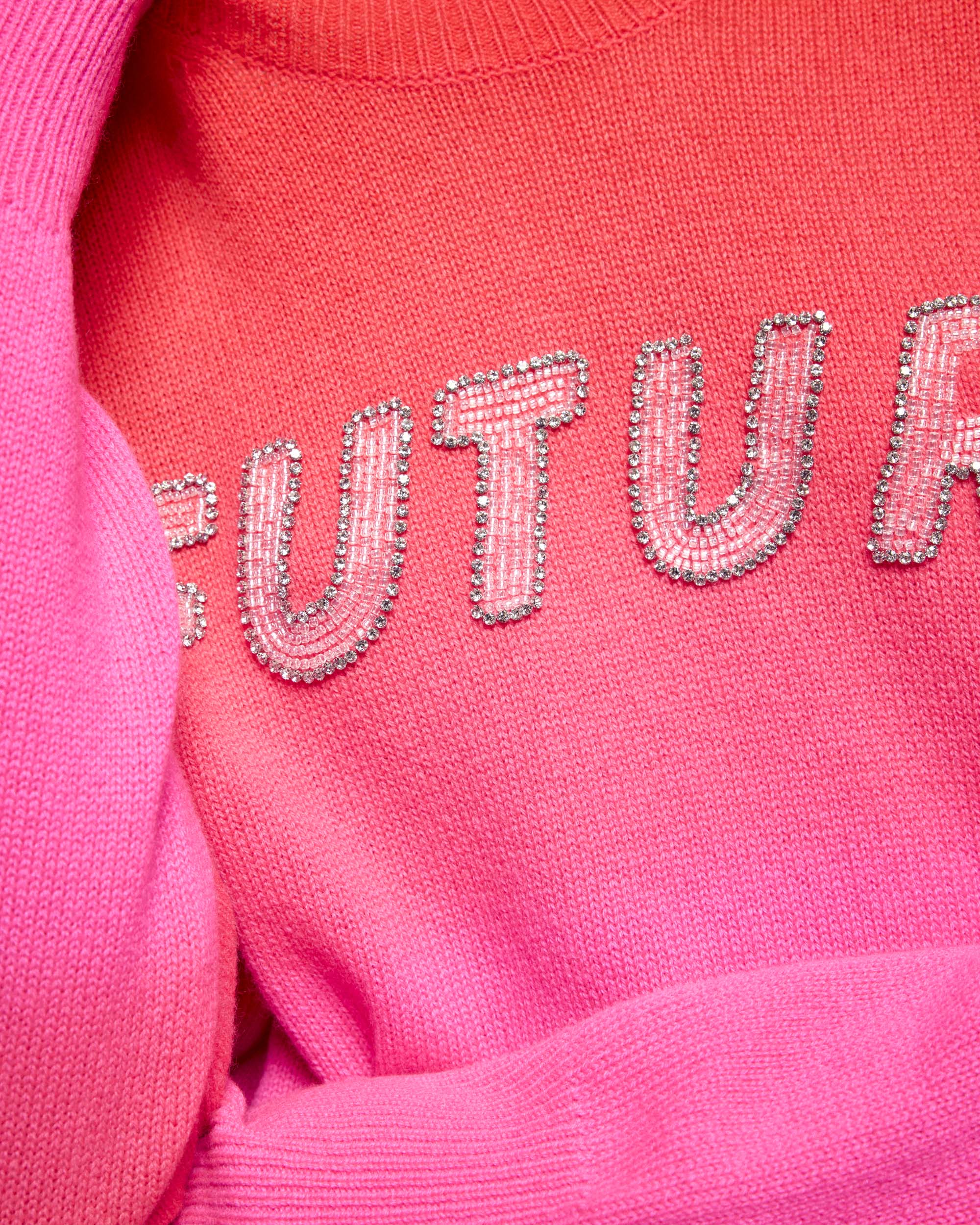 Pull Col Rond Dip Dye À Broderies En Perles "Future"