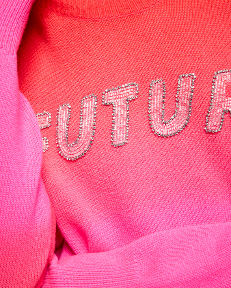 Pull Col Rond Dip Dye À Broderies En Perles "Future"