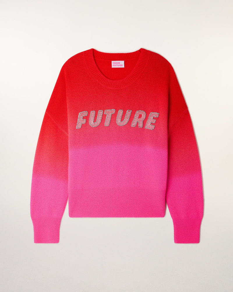 Pull Col Rond Dip Dye À Broderies En Perles "Future"