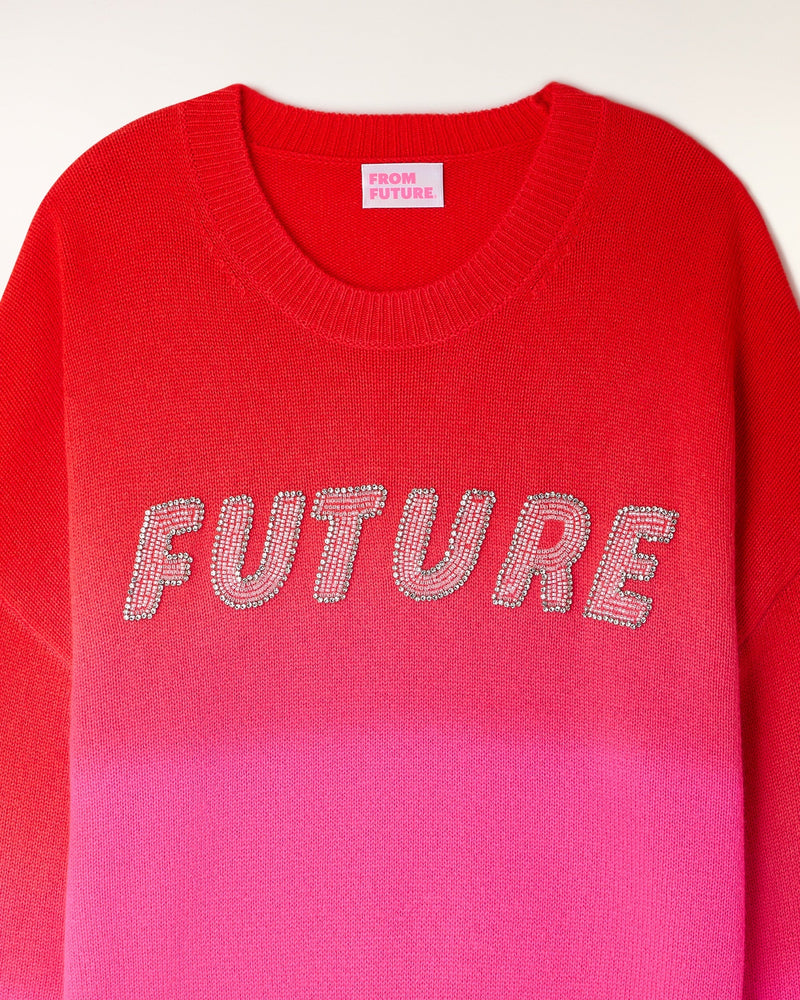 Pull Col Rond Dip Dye À Broderies En Perles "Future"