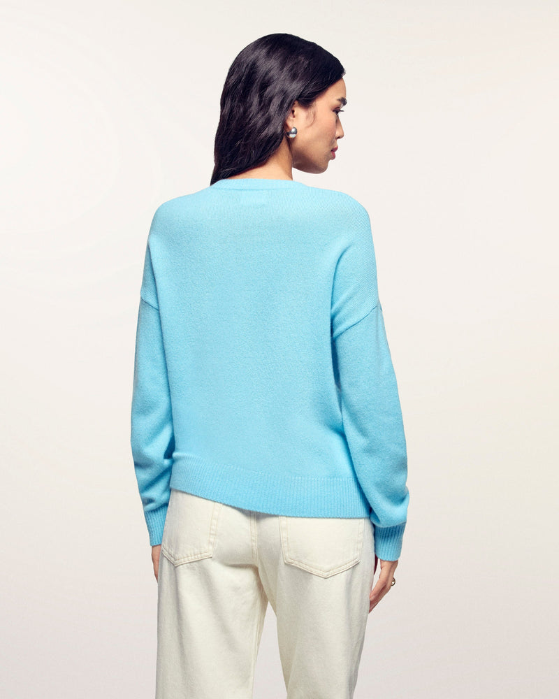 Pull Col Rond Motif Palmiers