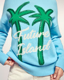 Pull Col Rond Motif Palmiers
