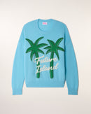 Pull Col Rond Motif Palmiers