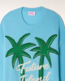 Pull Col Rond Motif Palmiers