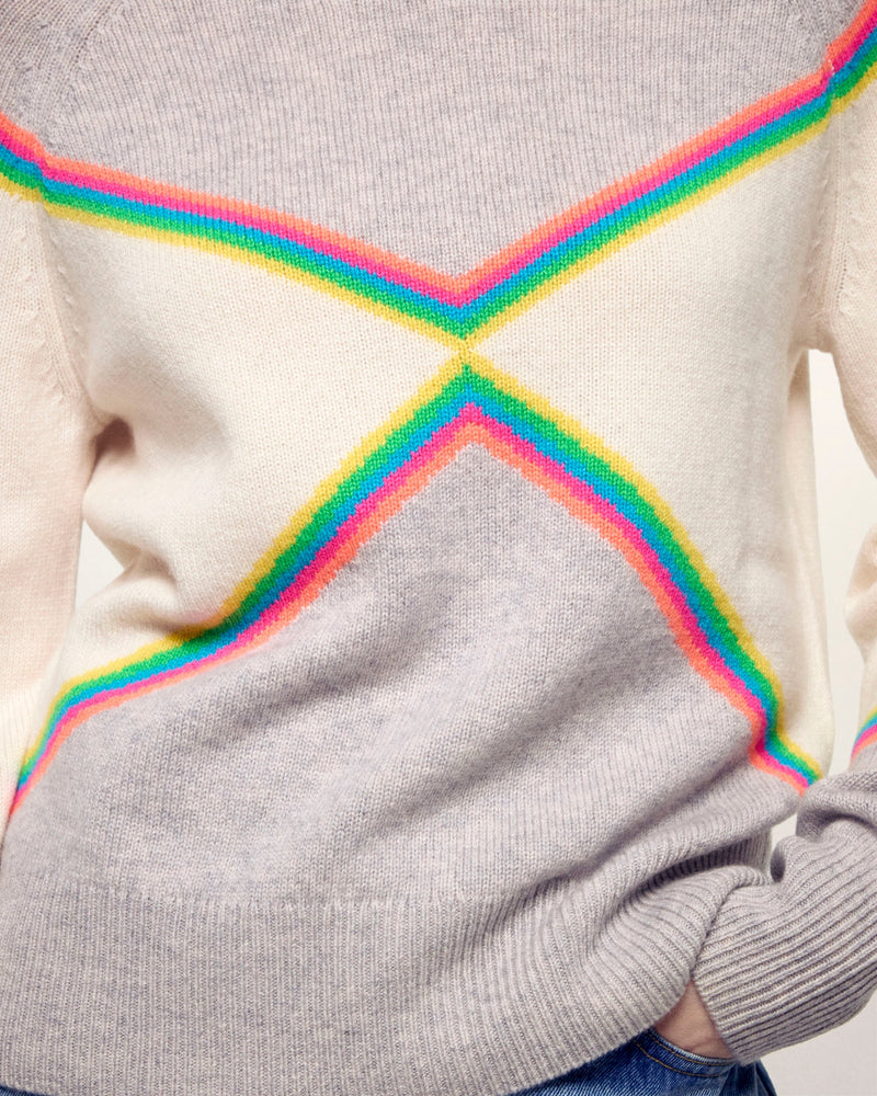 Pull Col Rond Bandes Multicolores