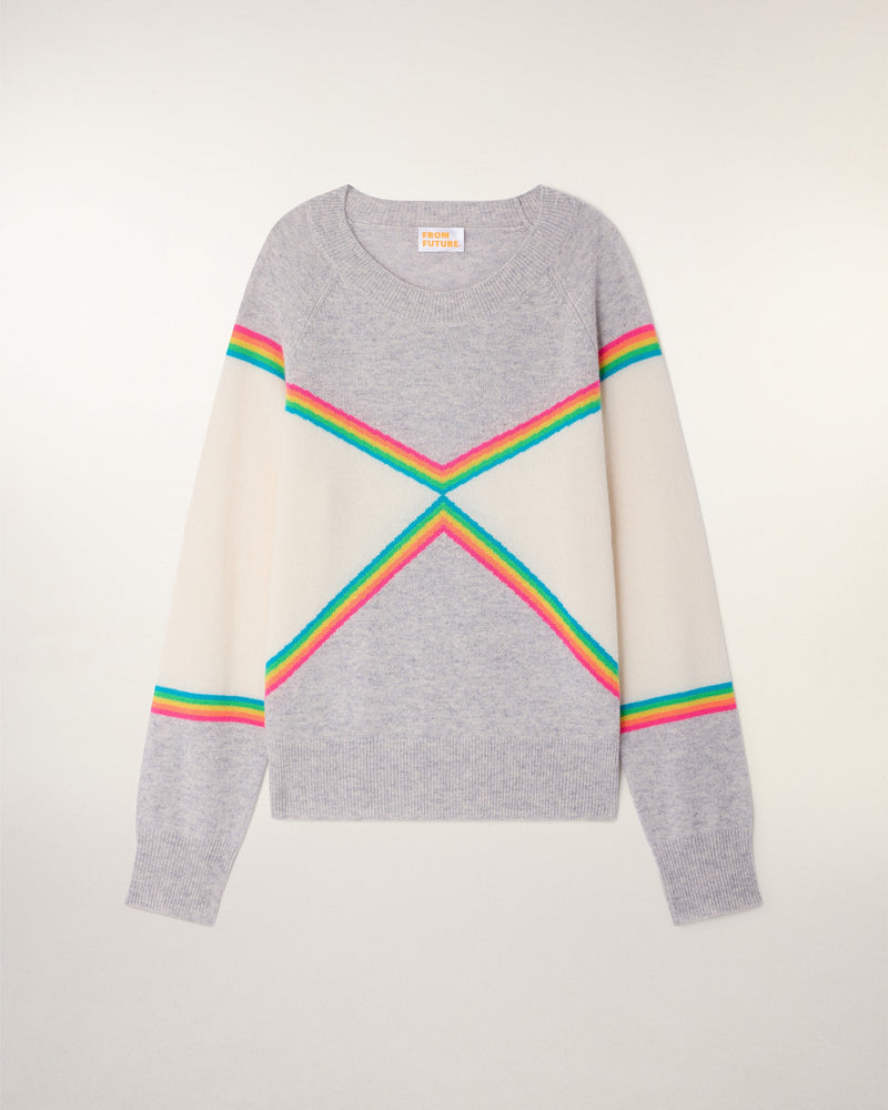 Pull Col Rond Bandes Multicolores