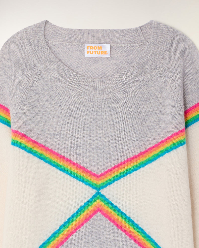Pull Col Rond Bandes Multicolores