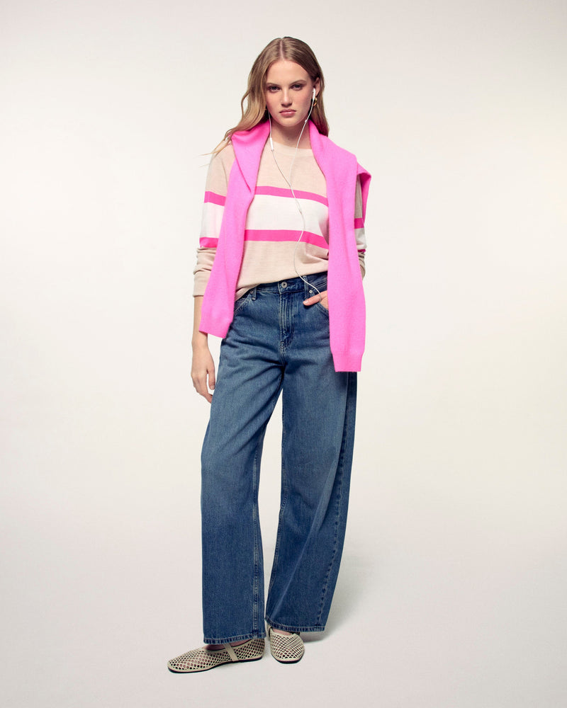 Pull Col Rond Rayures Tricolores