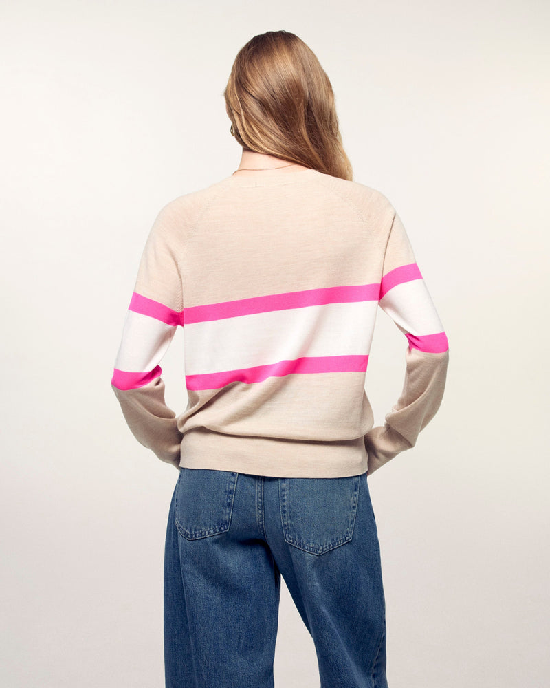 Pull Col Rond Rayures Tricolores