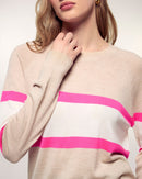 Pull Col Rond Rayures Tricolores
