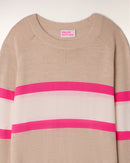 Pull Col Rond Rayures Tricolores