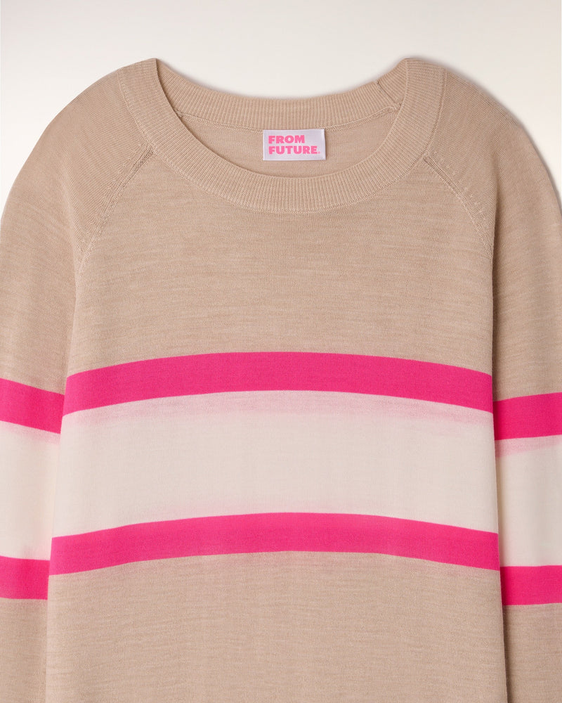Pull Col Rond Rayures Tricolores