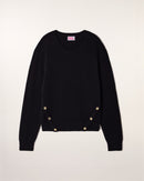 Pull Col Rond Boutons Dorés Ff