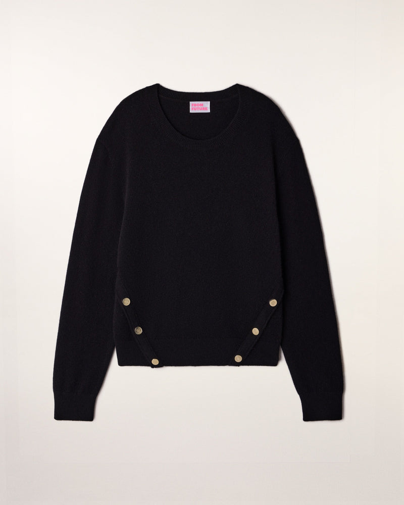 Pull Col Rond Boutons Dorés Ff