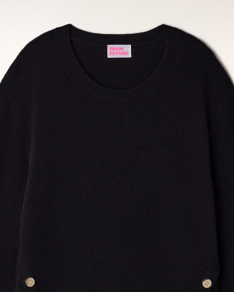 Pull Col Rond Boutons Dorés Ff