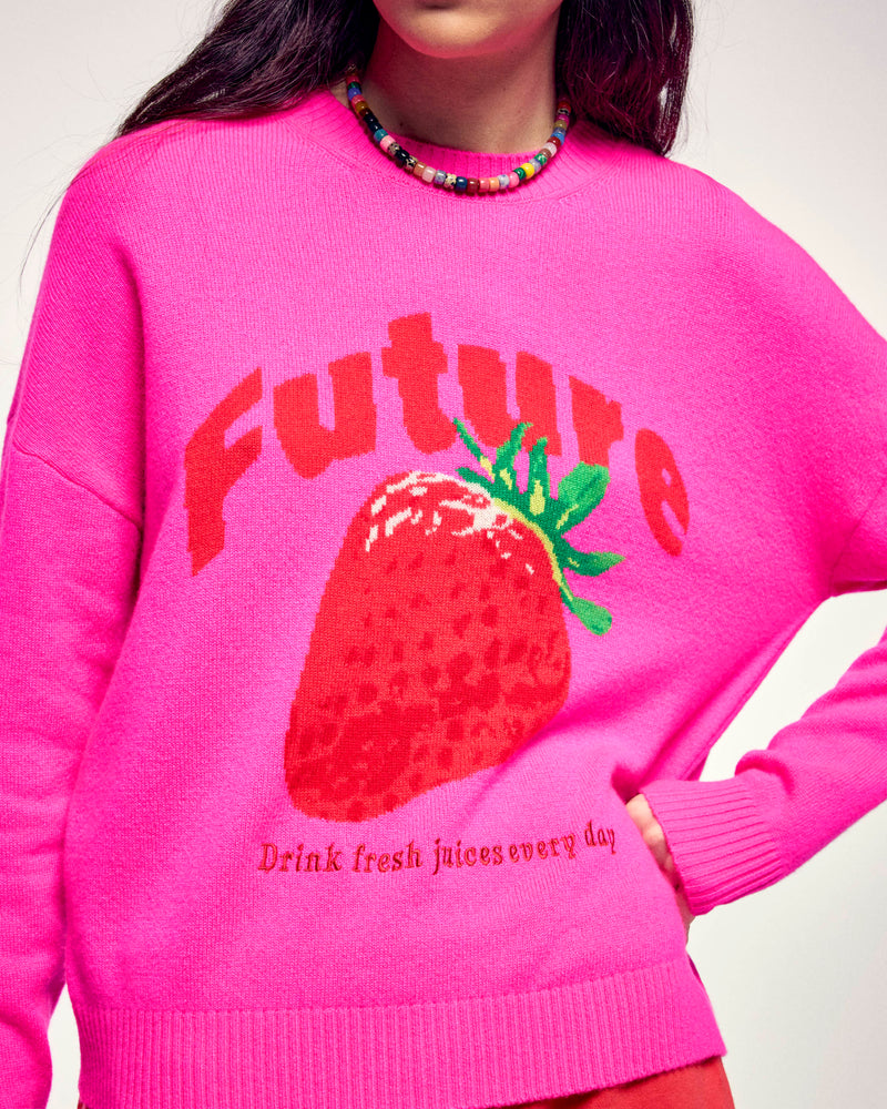 Pull Col Rond Motif Future Intarsia