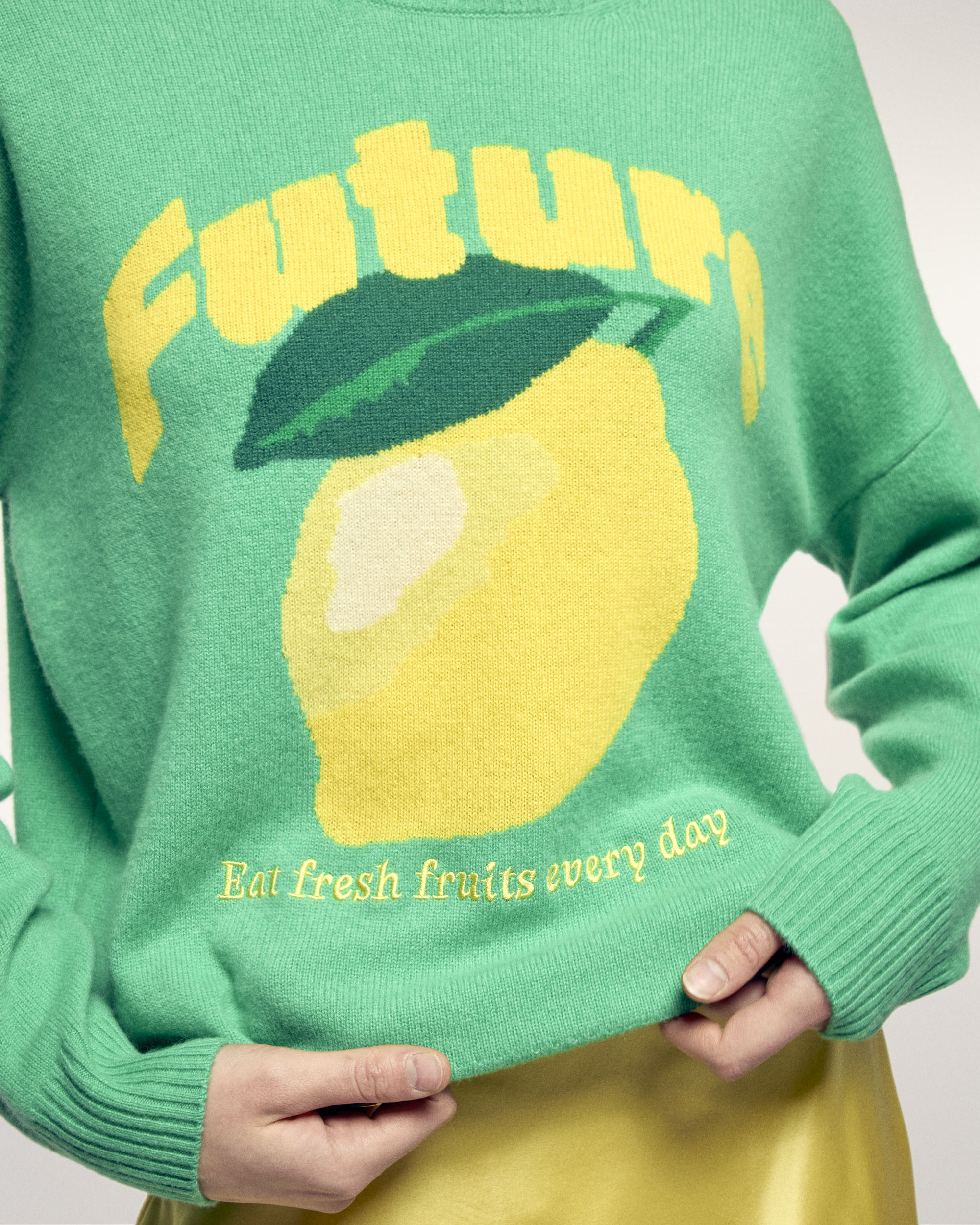 Future Intarsia Pattern Round Neck Sweater