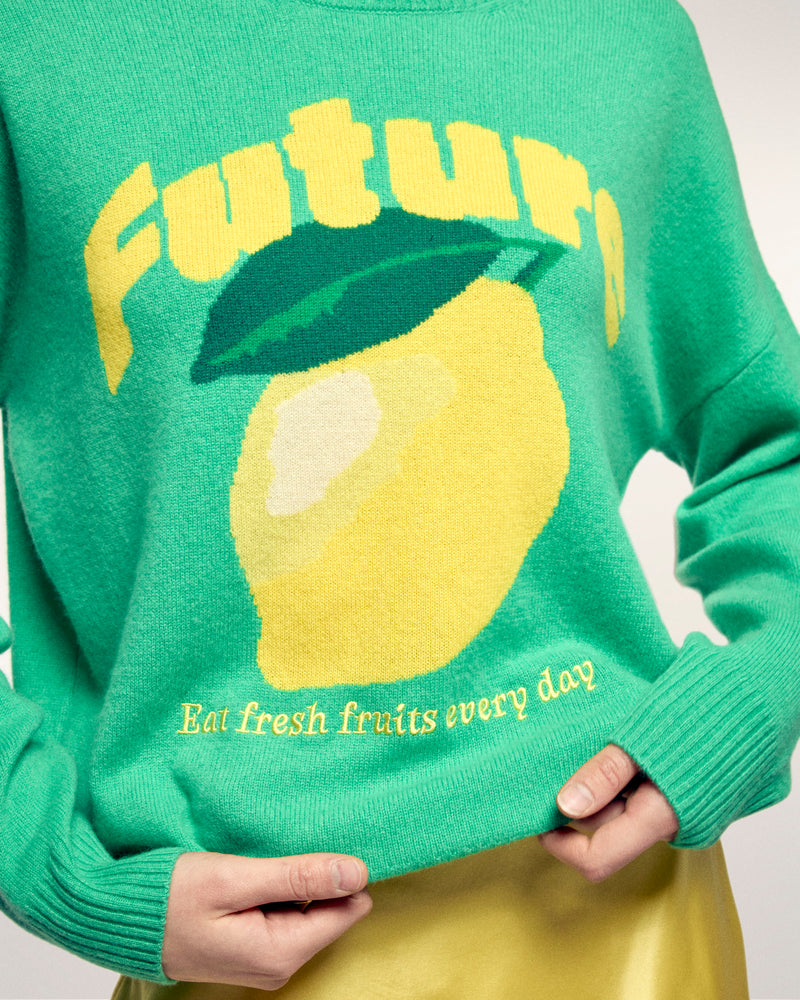 Pull Col Rond Motif Future Intarsia