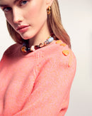 Pull Col Rond Boutons Cœur