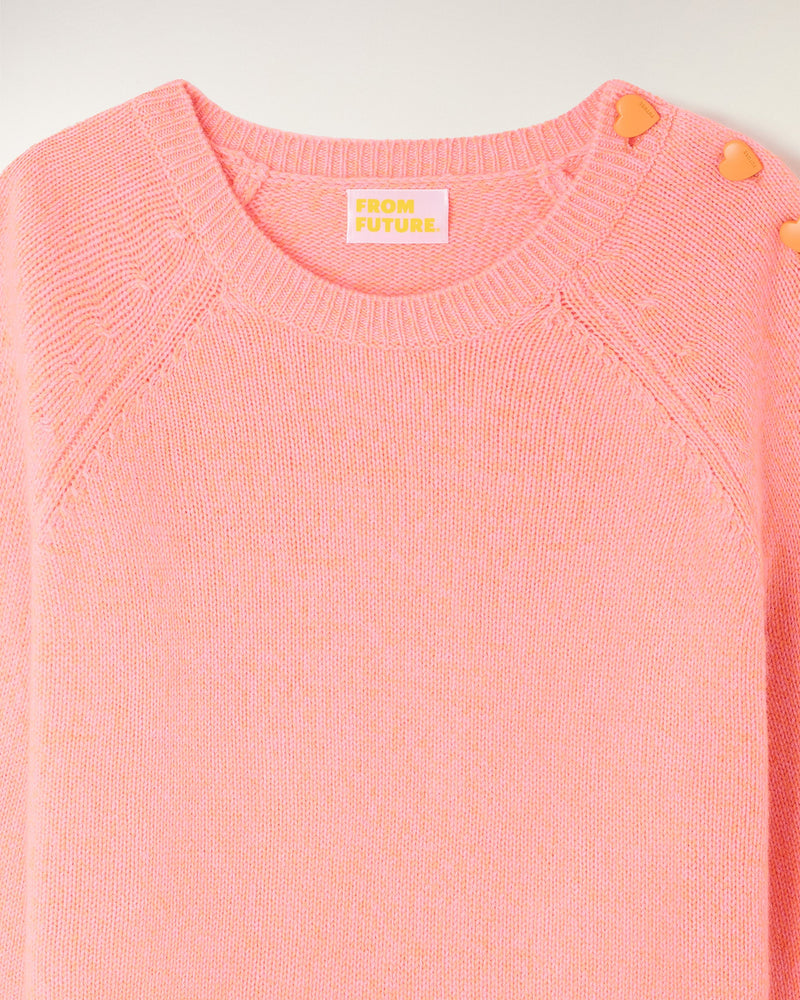 Pull Col Rond Boutons Cœur