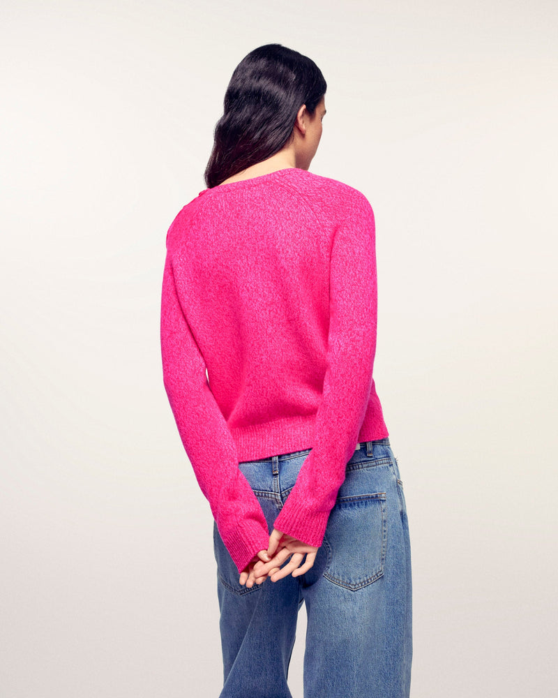 Pull Col Rond Boutons Cœur